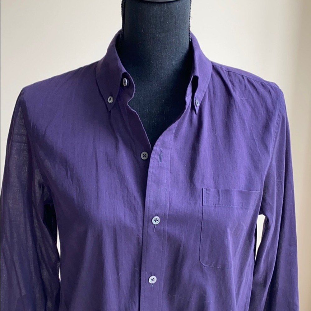 Theory deep purple lightweight cotton button down